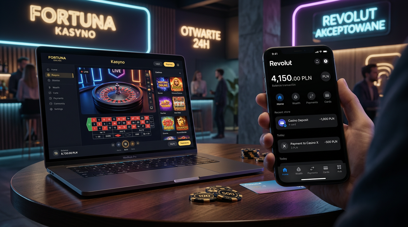 Aplikacja Revolut przy otwartym slocie online na telefonie